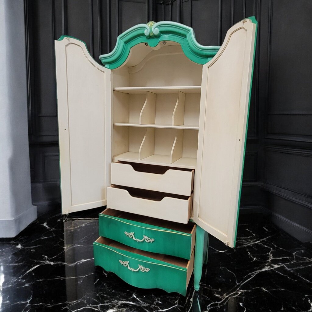 7360 Shamrock Green French Provincial Armoire * 2 - Dealer Shared