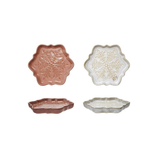 Snowflake Shape Stoneware Plate New * Holiday