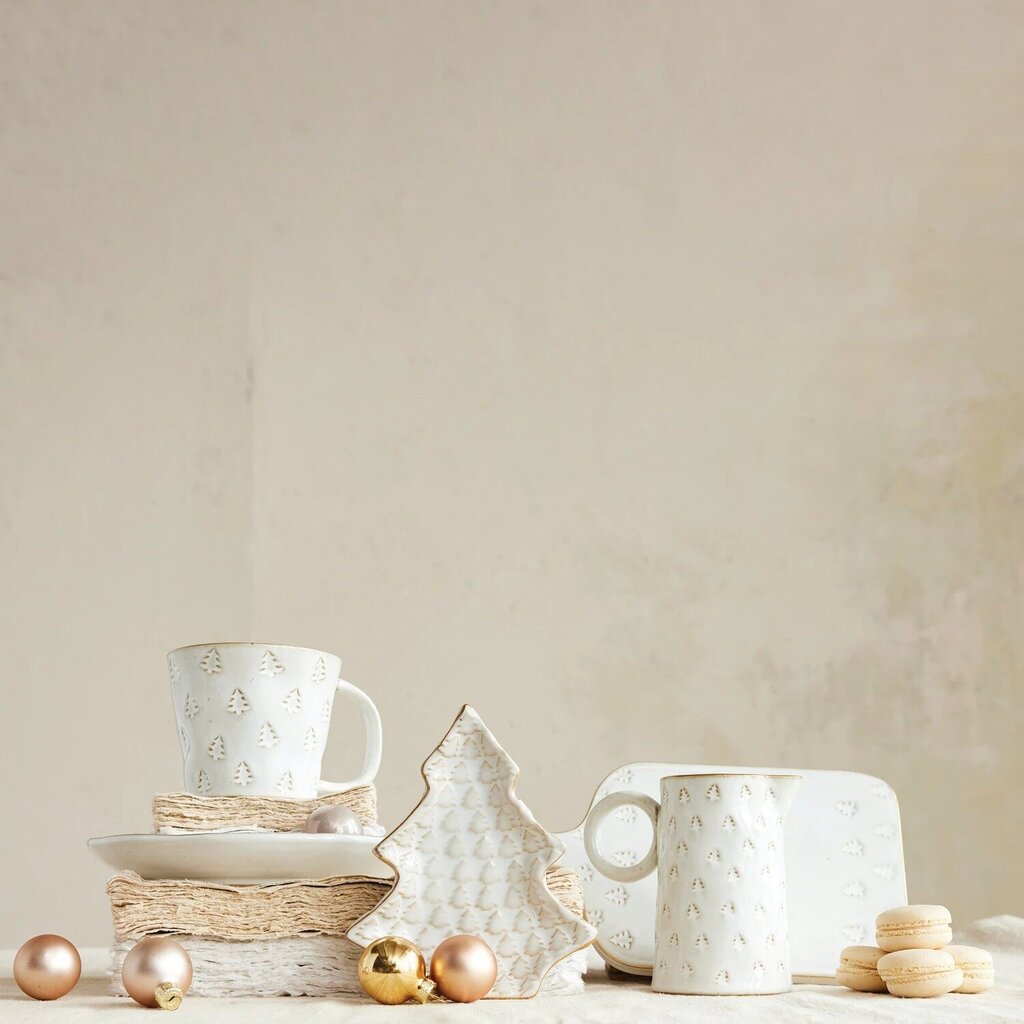 Stoneware Mug with Trees and Gold Trim * Holiday