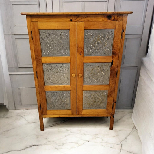 7374 Wood & Punched Tin Pie Safe Used ~ Furniture
