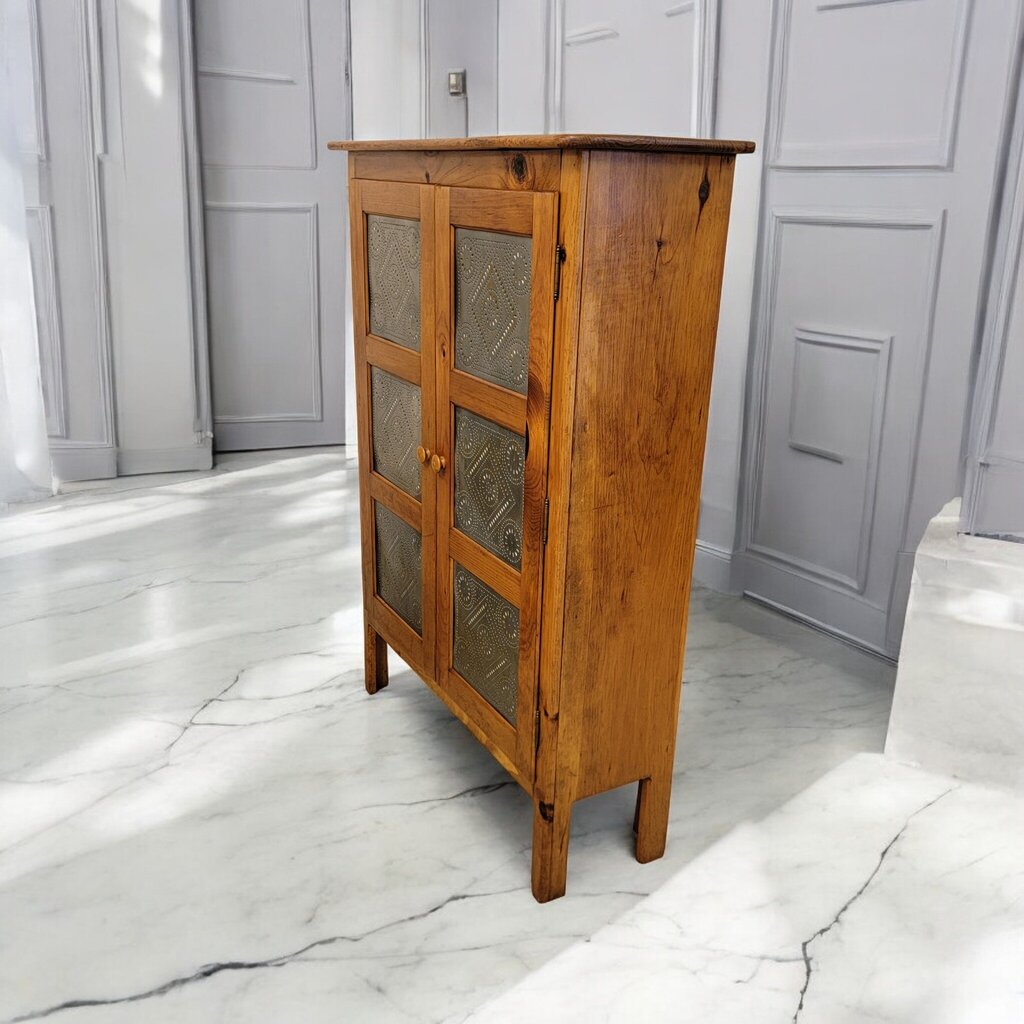 7374 Wood & Punched Tin Pie Safe ~ Furniture