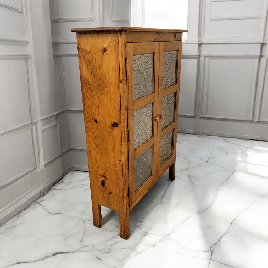 7374 Wood & Punched Tin Pie Safe ~ Furniture