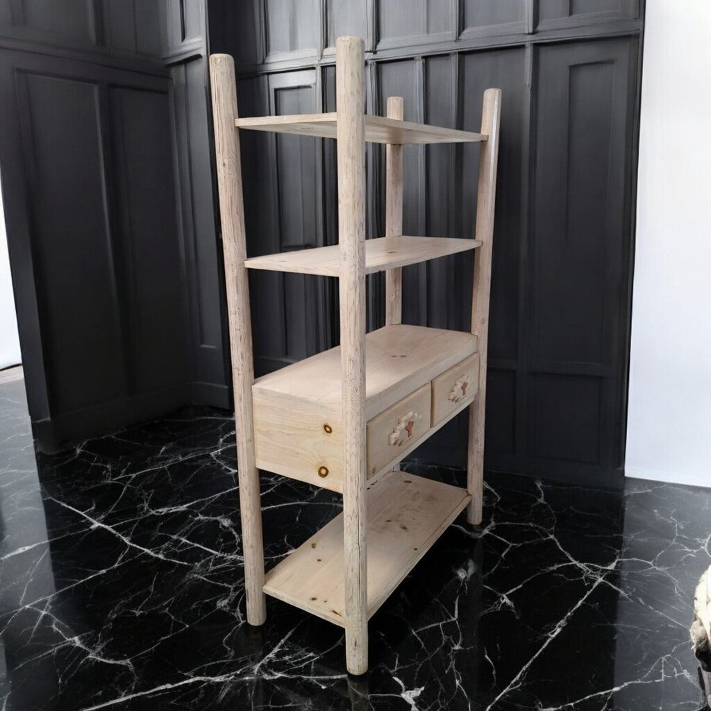 7376 Southwest Pickled Pine 4 Tier Shelf Unit with 2 Drawers ~ Furniture