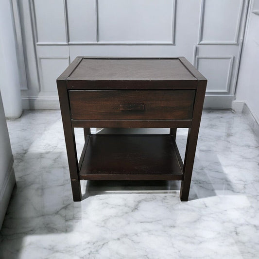 7379 Dark 2 Tier Nightstand with Drawer Used ~ Furniture