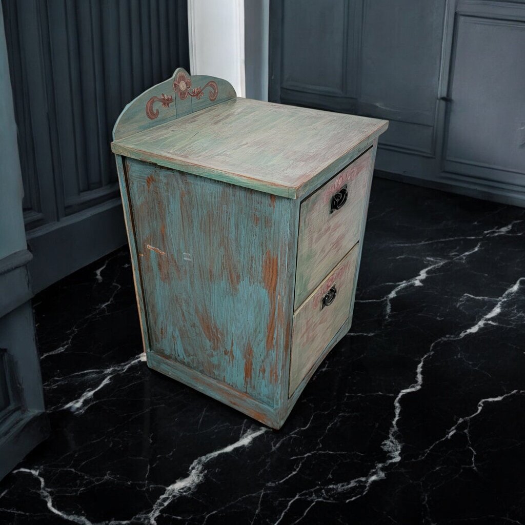 7382 Rustic Mexican Handpainted 2 Drawer File Cabinet ~ Furniture