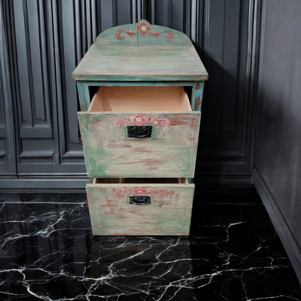 7382 Rustic Mexican Handpainted 2 Drawer File Cabinet ~ Furniture