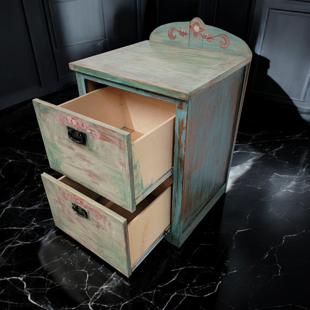 7382 Rustic Mexican Handpainted 2 Drawer File Cabinet ~ Furniture