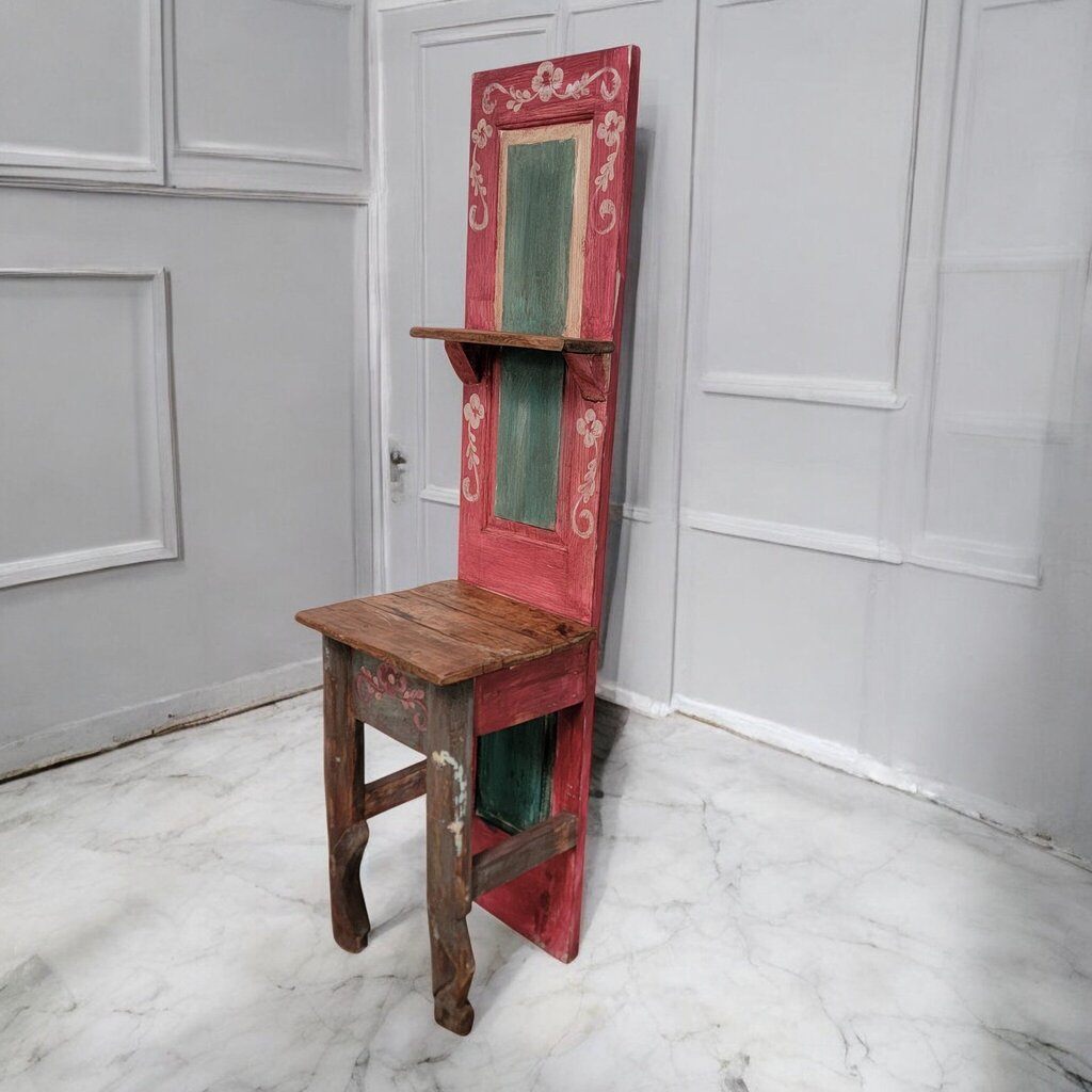 7384 Repurposed Rustic Mexican Handpainted Red Entry Hall Tree Stand ~ Furniture