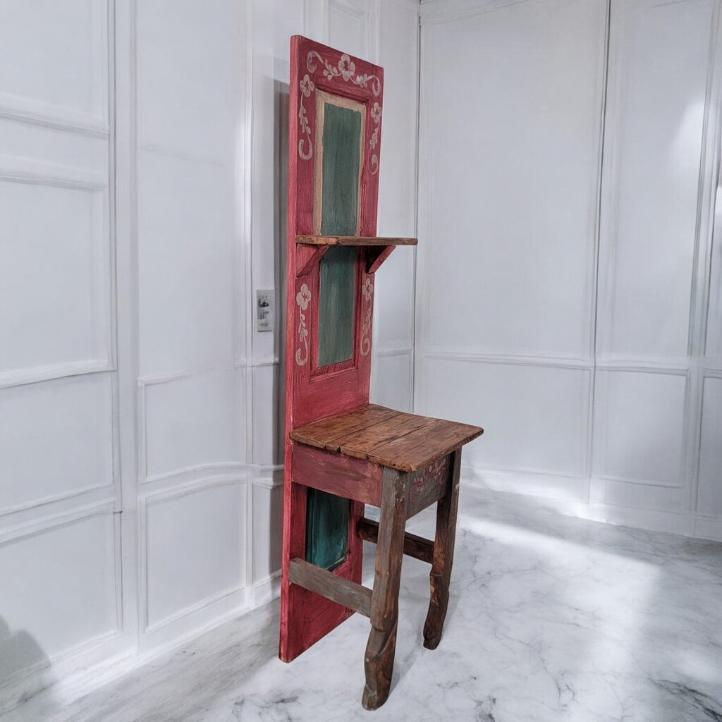 7384 Repurposed Rustic Mexican Handpainted Red Entry Hall Tree Stand ~ Furniture