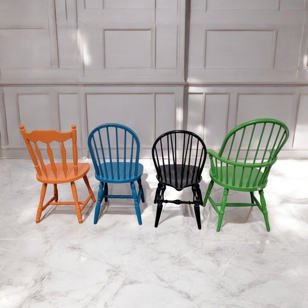 7385 Round Turquoise Dining Table with 4 Colorful Chairs ~ Furniture