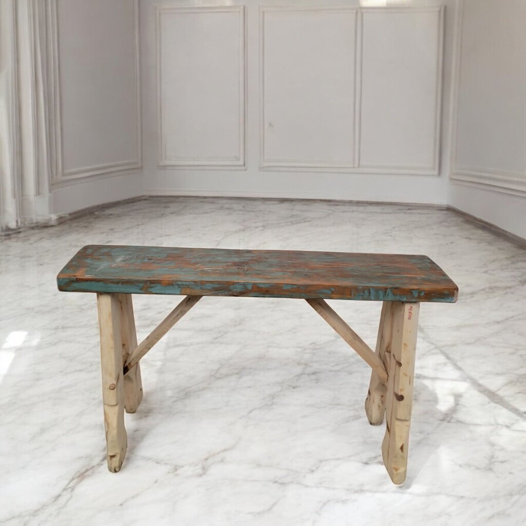 7386 Rustic Mexican Handpainted Console Table Used ~ Furniture