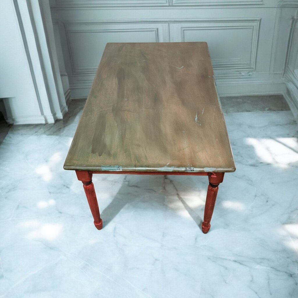 7388 Rustic Mexican Green and Red Dinning Table ~ Furniture