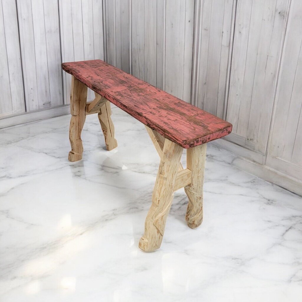 7390 Rustic Mexican Handpainted Red Top Console Table ~ Furniture