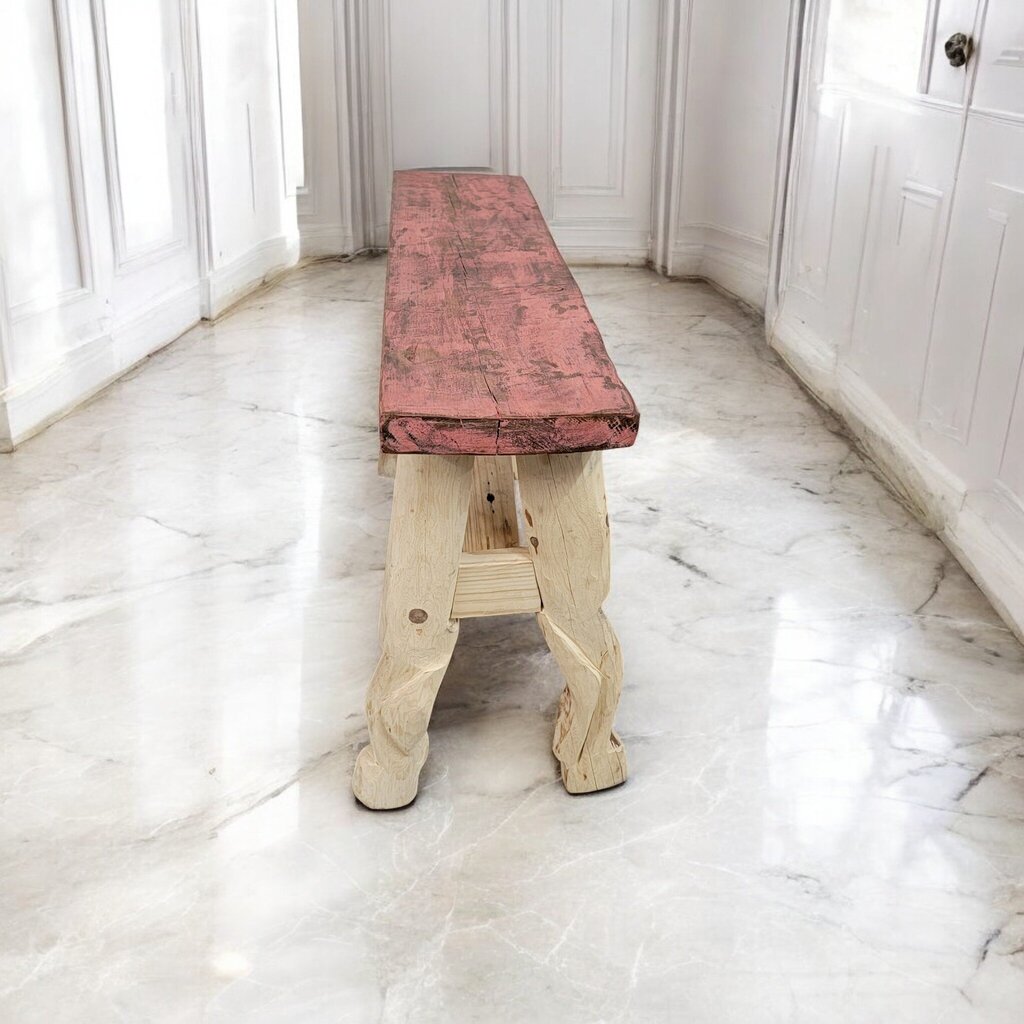 7390 Rustic Mexican Handpainted Red Top Console Table ~ Furniture