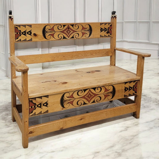 7398 Handpainted Knotty Pine Double #Bench Used ~ Furniture