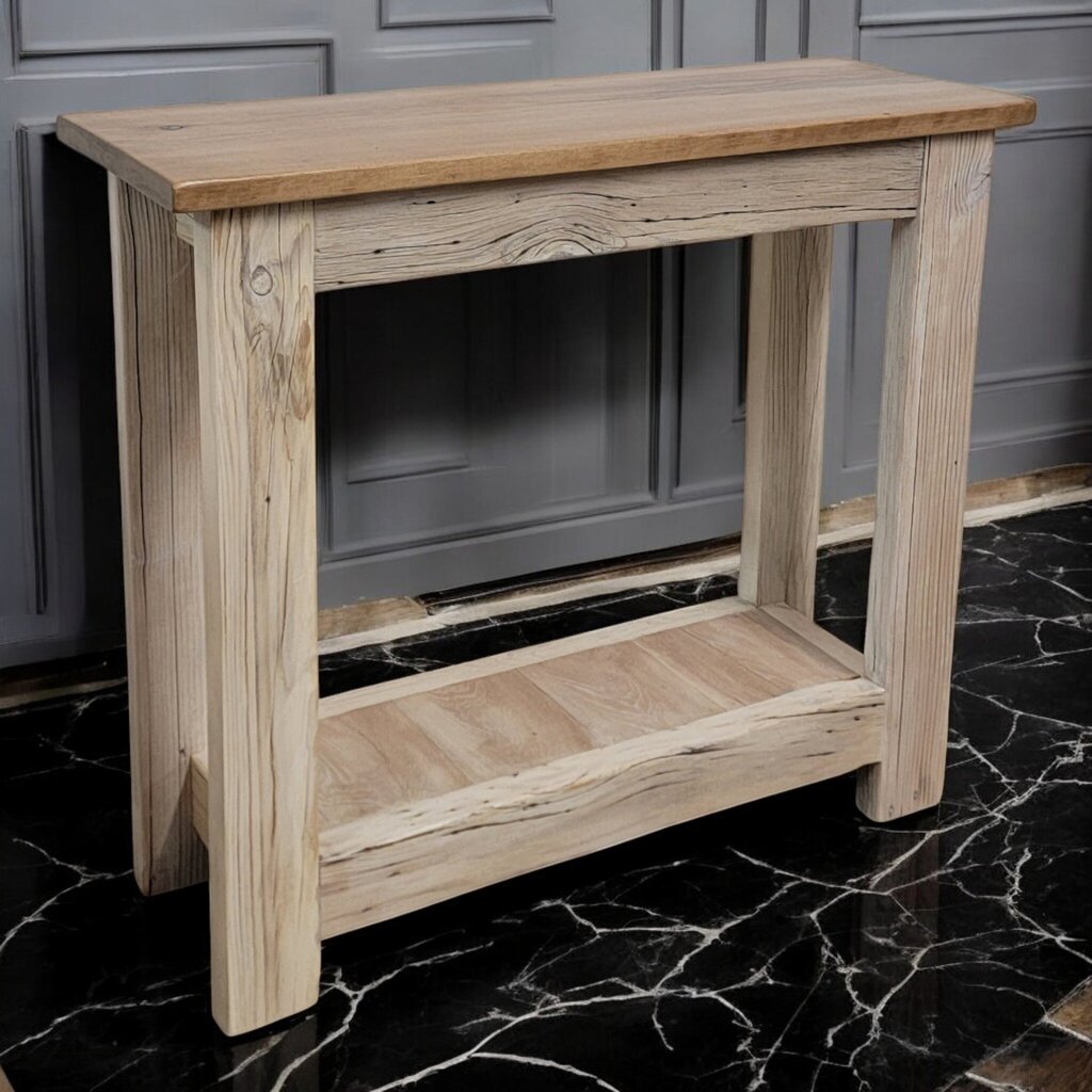 7399 Handcrafted Small Whitewashed Console #Table