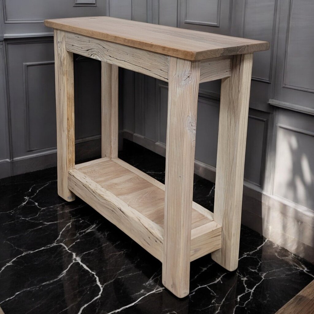 7399 Handcrafted Small Whitewashed Console #Table