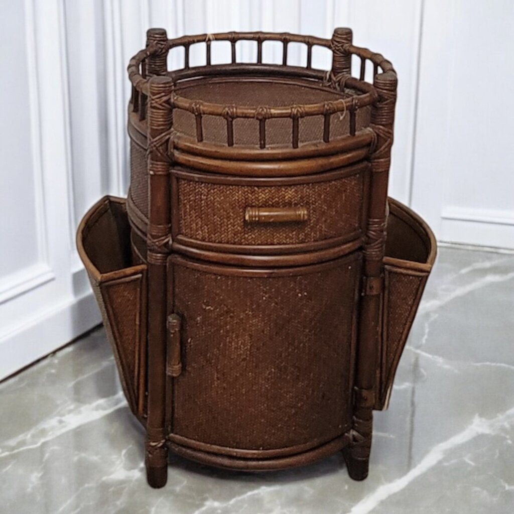 7406 Bombay Style Bamboo and Rattan Magazine Side #Table Used ~ Furniture
