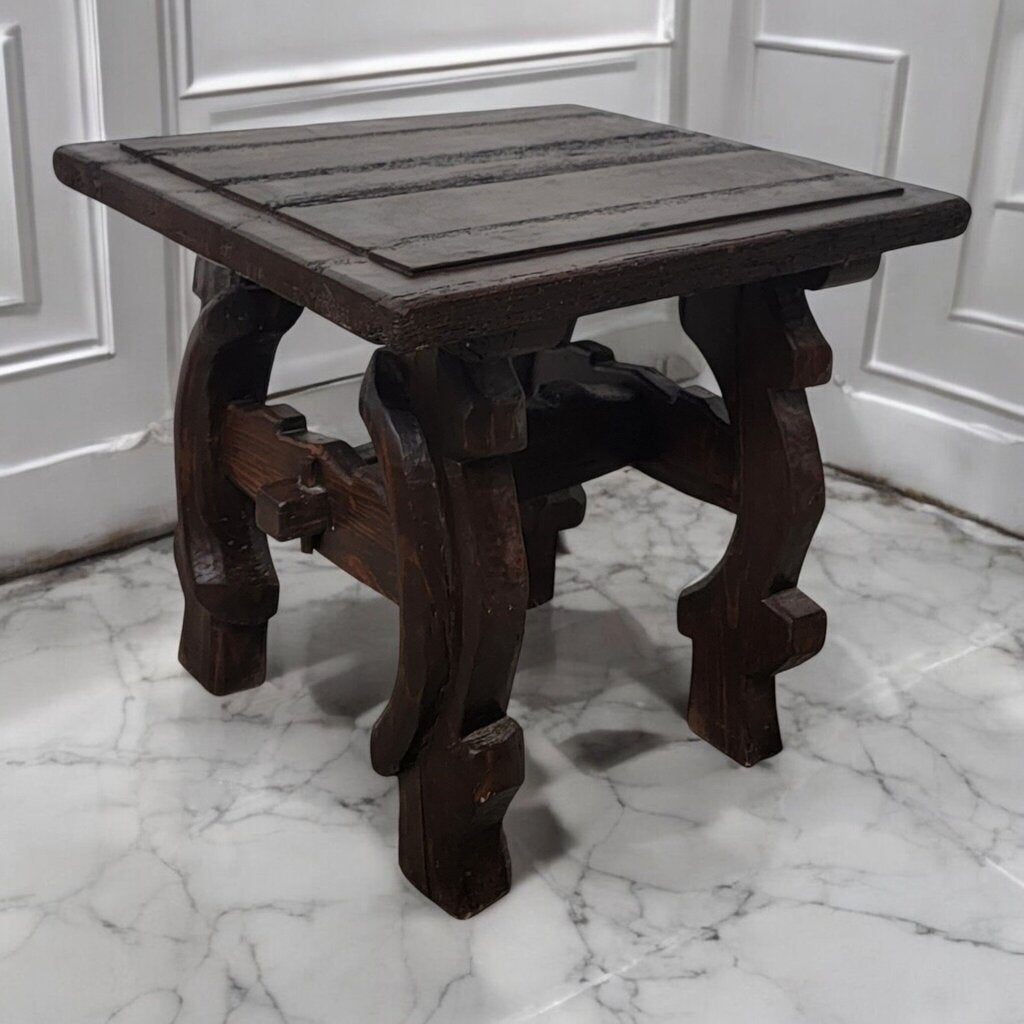 7412 Rustic Wormwood Trestle Side Table Used * 2 - Dealer Shared