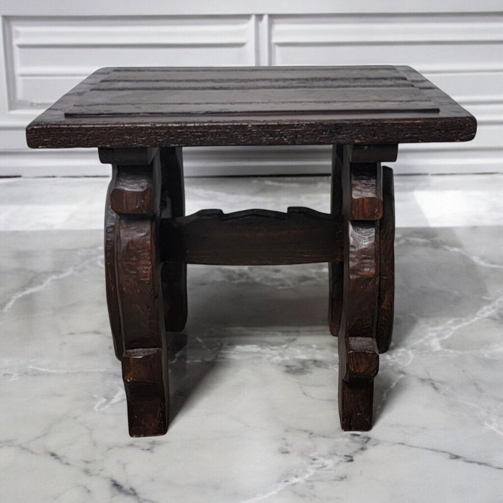 7412 Rustic Wormwood Trestle Side Table * 2 - Dealer Shared