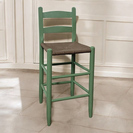 7415 Vintage Green Rush Seat #Barstool Used ~ Furniture