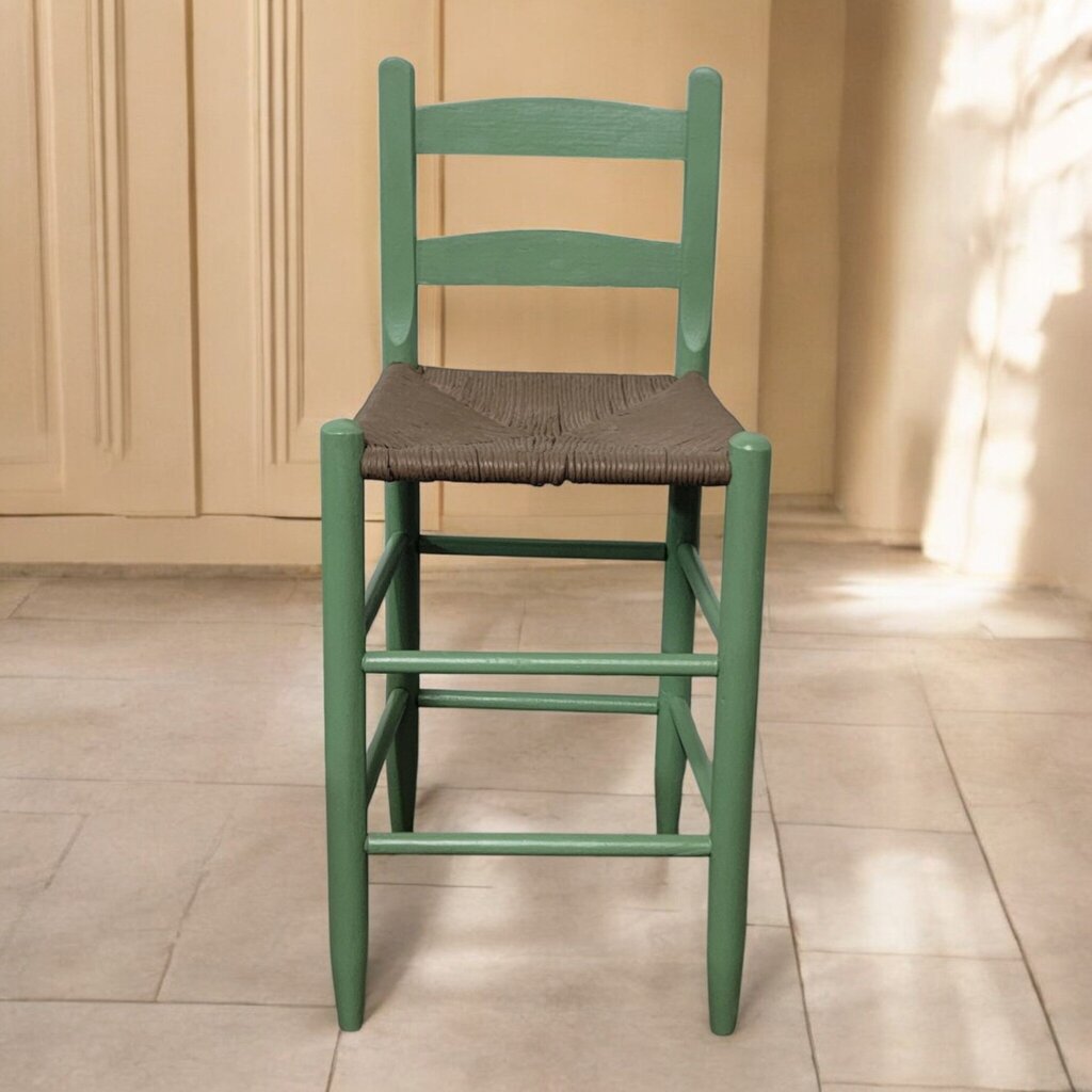 7415 Vintage Green Rush Seat #Barstool ~ Furniture