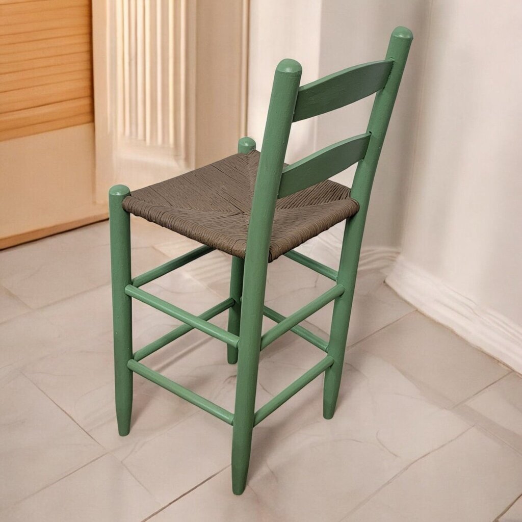 7415 Vintage Green Rush Seat #Barstool ~ Furniture