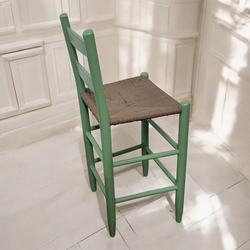 7415 Vintage Green Rush Seat #Barstool ~ Furniture