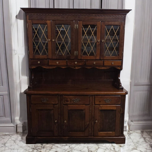 7418 Early American Knotty Pine 2 Piece Vintage Hutch Used ~ Furniture