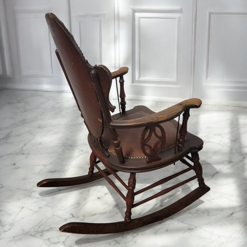 7427 Oak and Leather Antique Rocking #Chair