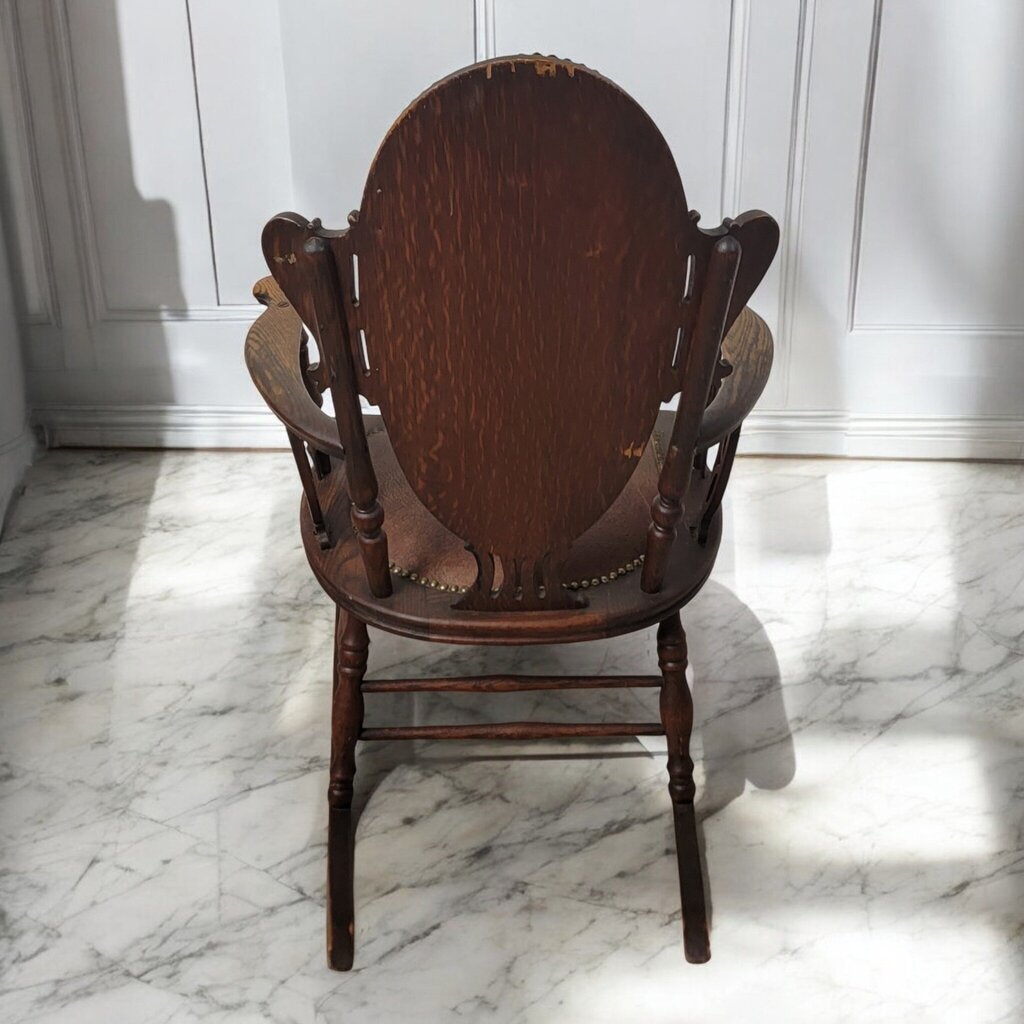 7427 Oak and Leather Antique Rocking #Chair