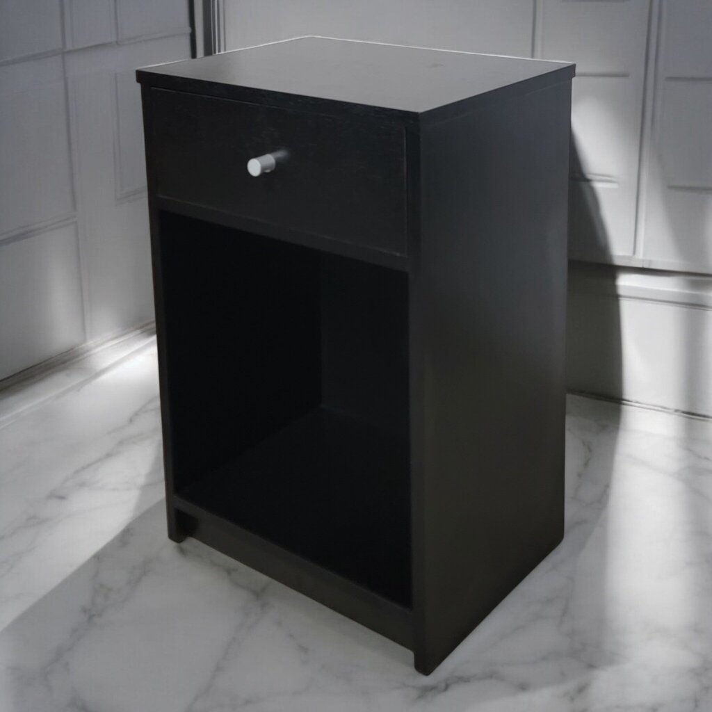7433 Black Contemporary Nightstand with Drawer ~ Furniture
