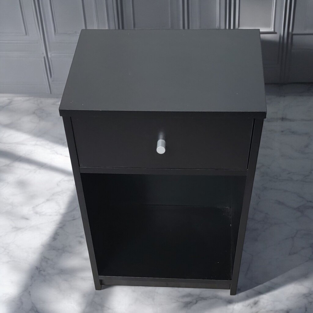 7433 Black Contemporary Nightstand with Drawer ~ Furniture