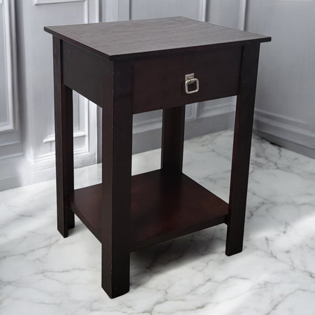 7442 Walnut 2 Tier Side Table with Drawer ~ Furniture