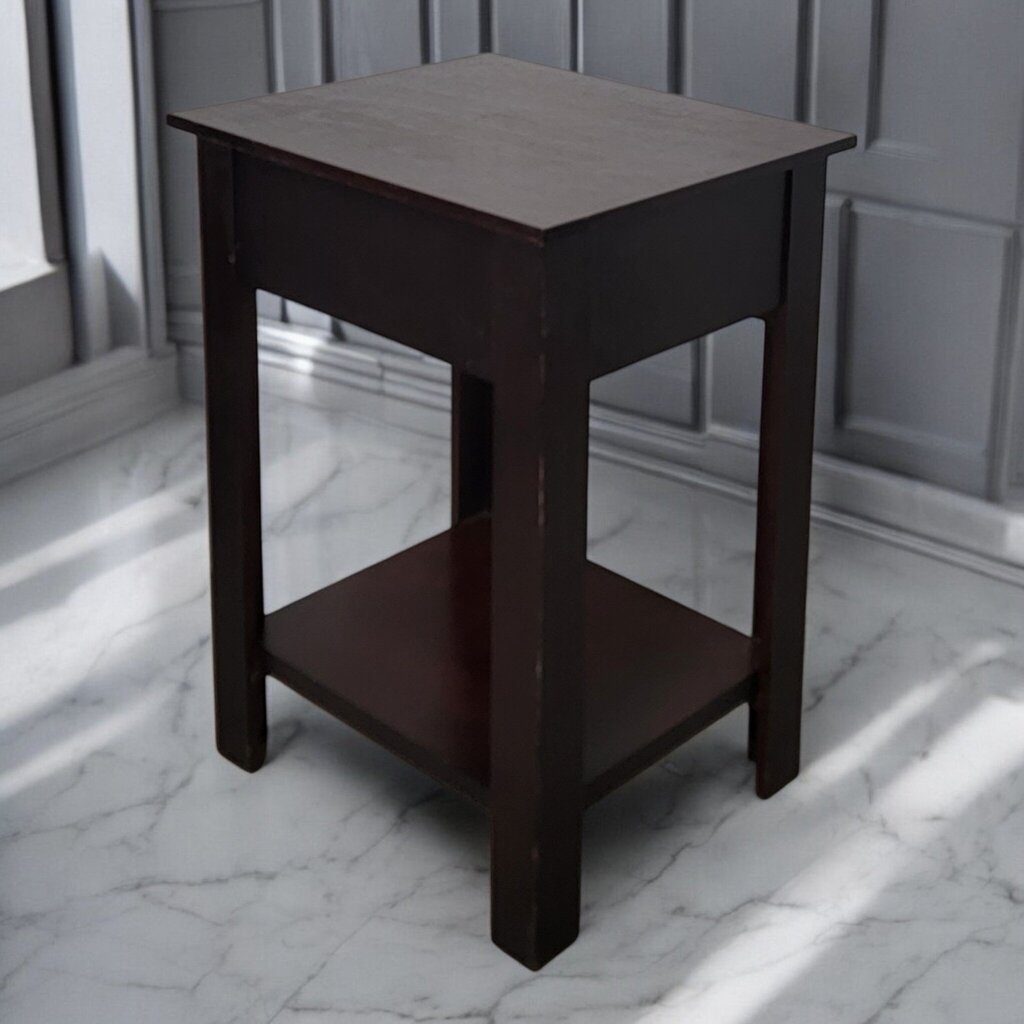 7442 Walnut 2 Tier Side Table with Drawer ~ Furniture