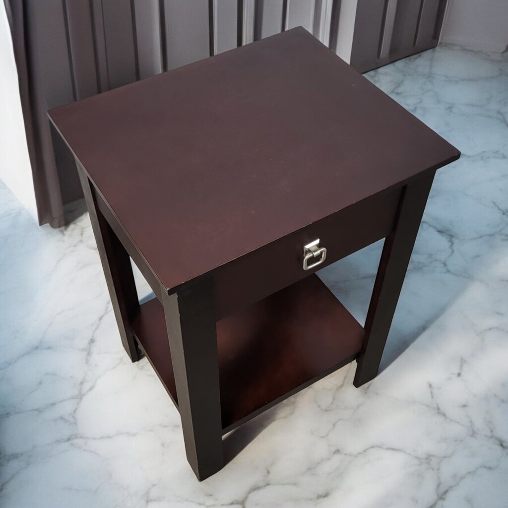 7442 Walnut 2 Tier Side Table with Drawer ~ Furniture