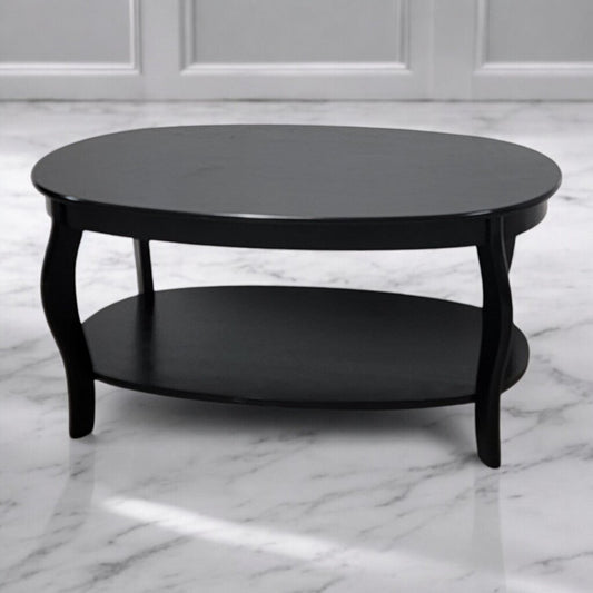 7451 Black Oval 2 Tier Queen Anne Coffee #Table Used ~ Furniture