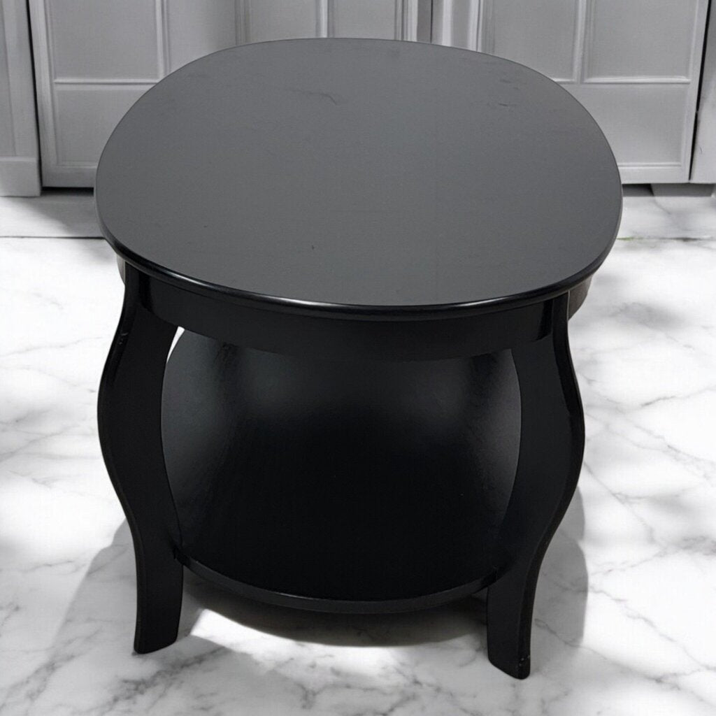 7451 Black Oval 2 Tier Queen Anne Coffee #Table ~ Furniture