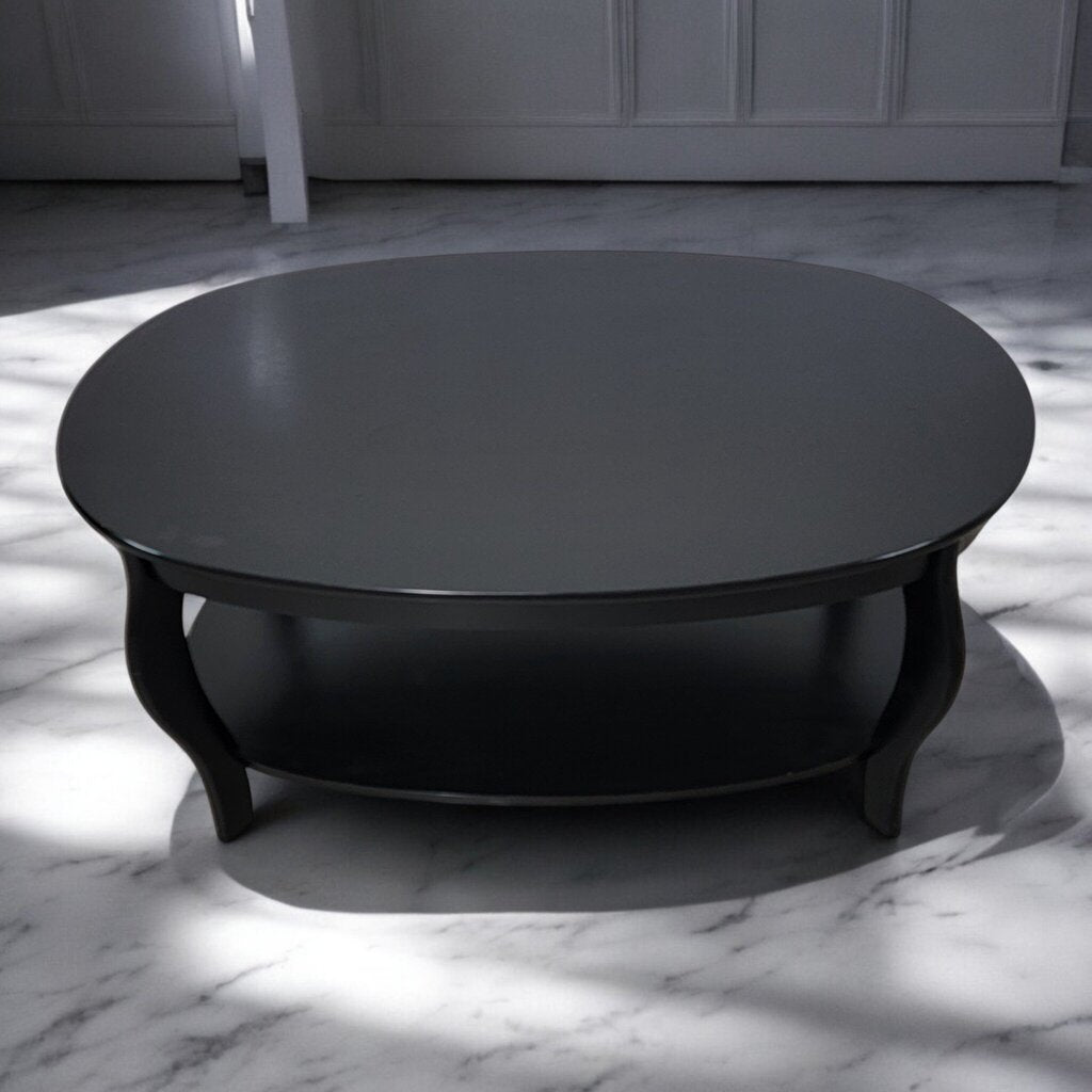 7451 Black Oval 2 Tier Queen Anne Coffee #Table ~ Furniture