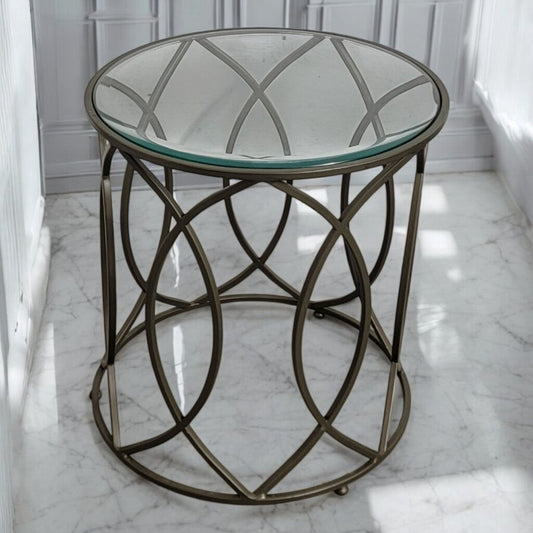 7460 Madison Park Arlo Metal Eyelet Accent Table Used ~ Furniture