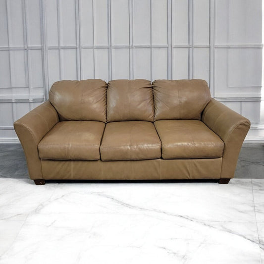7496 Taupe Leather Sofa