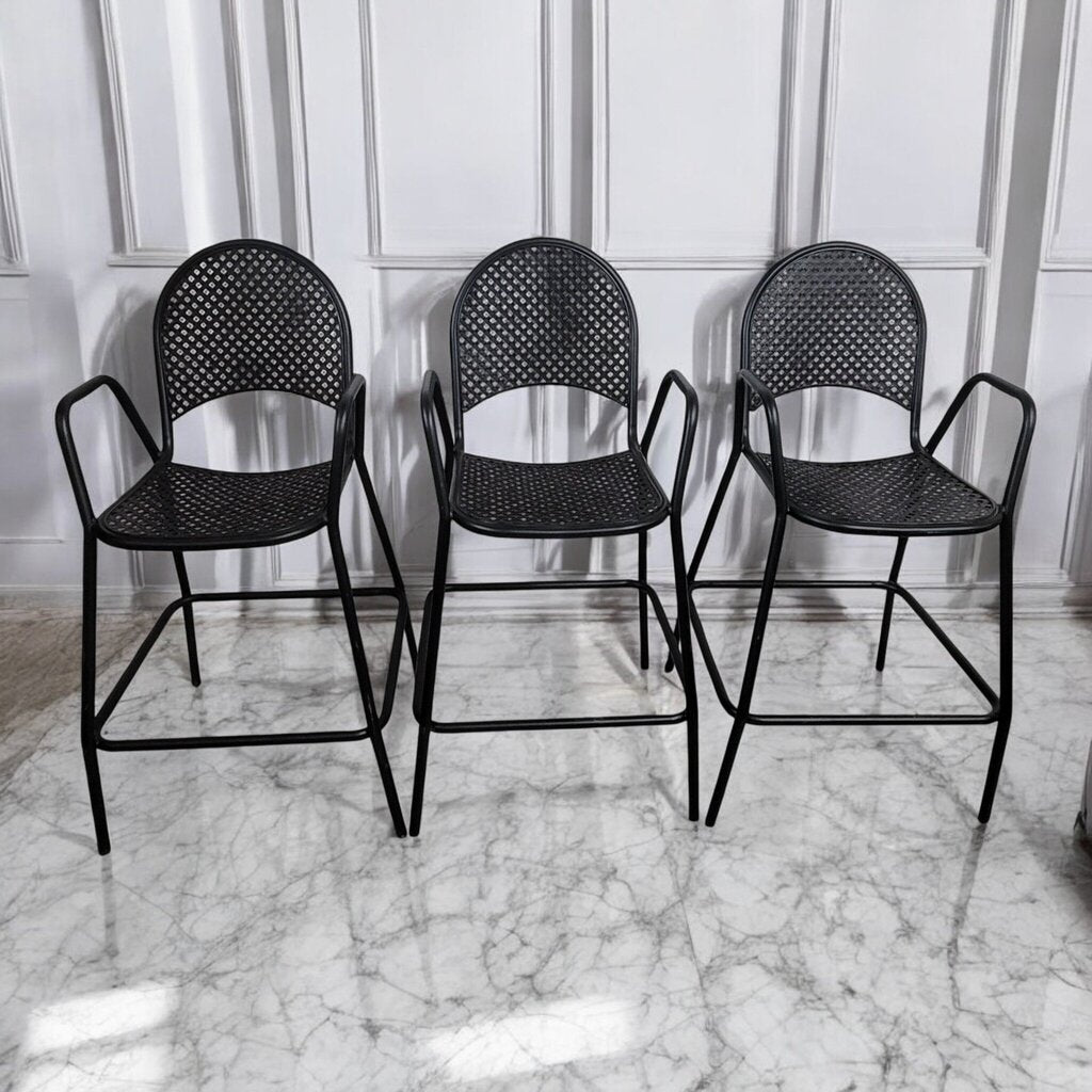 7504-7506 Crosshatched Black Metal #Barstool