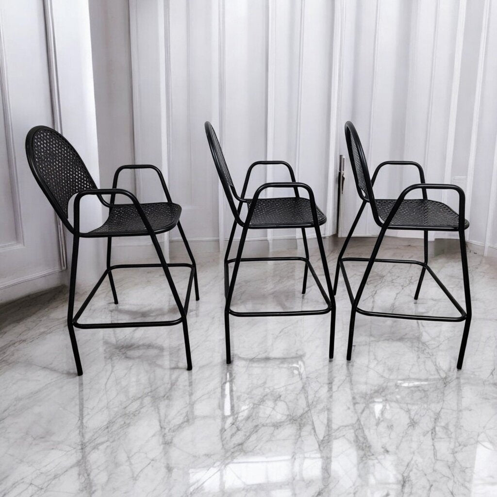 7504-7506 Crosshatched Black Metal #Barstool