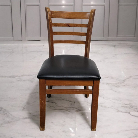 7517 Pecan Stained Upholstered Wooden Ladder Back Side #Chair
