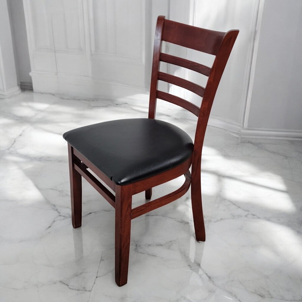 7521 Cherry Stained Wooden Upholstered Ladderback Side #Chair