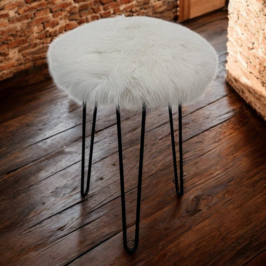 7534 Fuzzy White Stool
