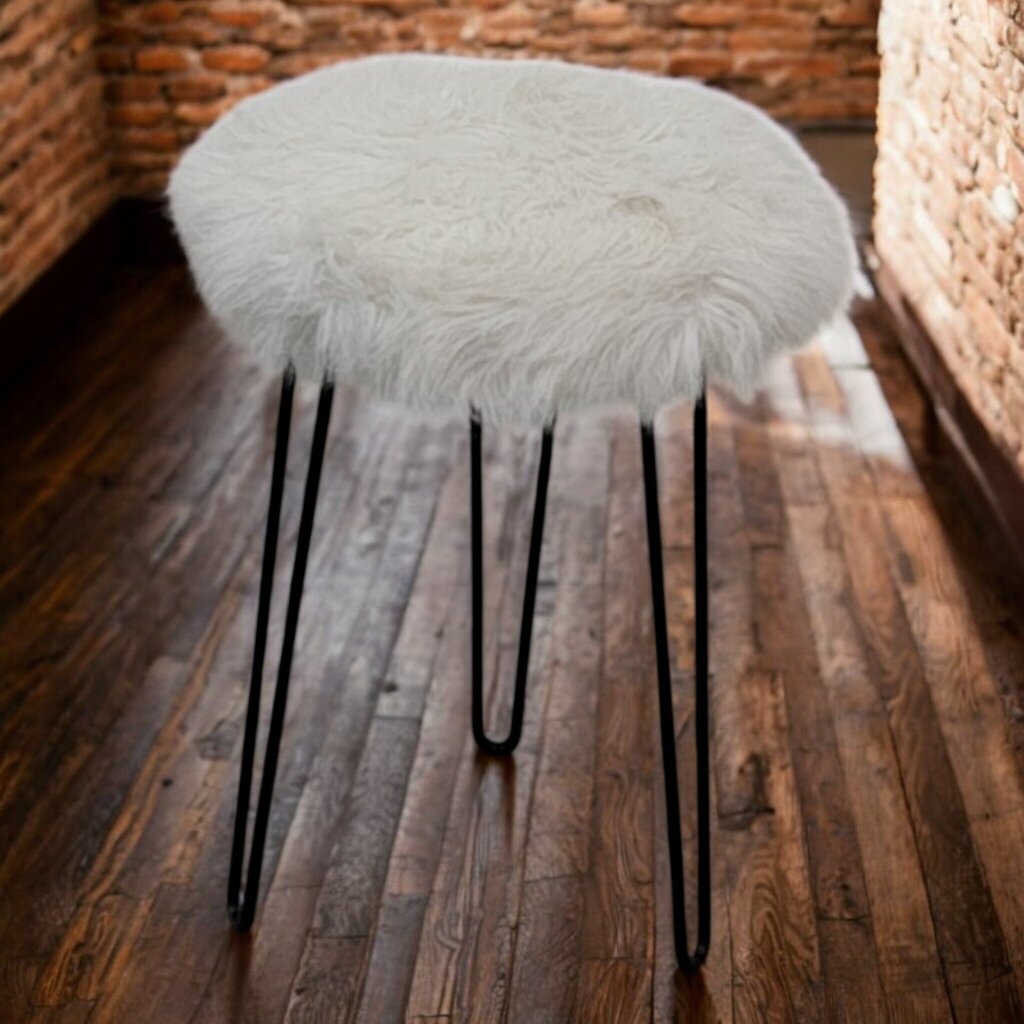 7534 Fuzzy White Stool