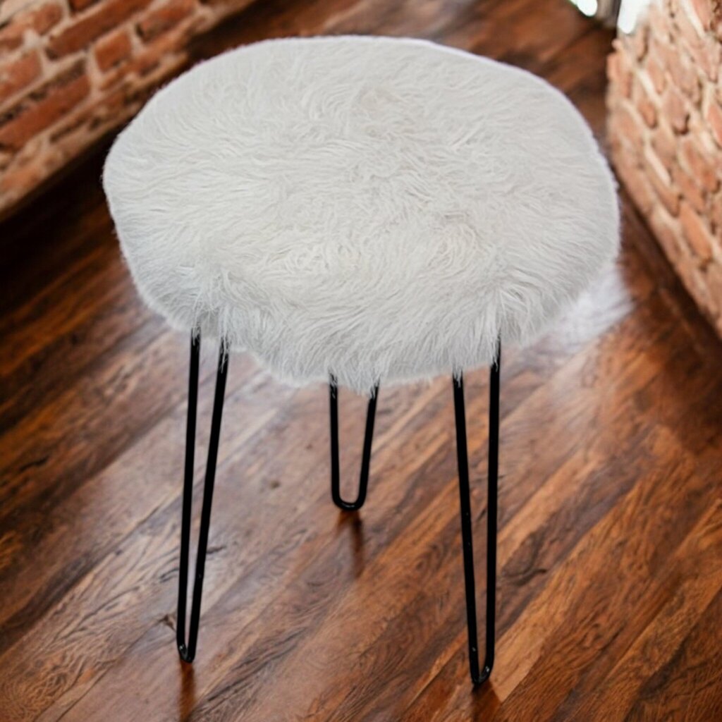 7534 Fuzzy White Stool