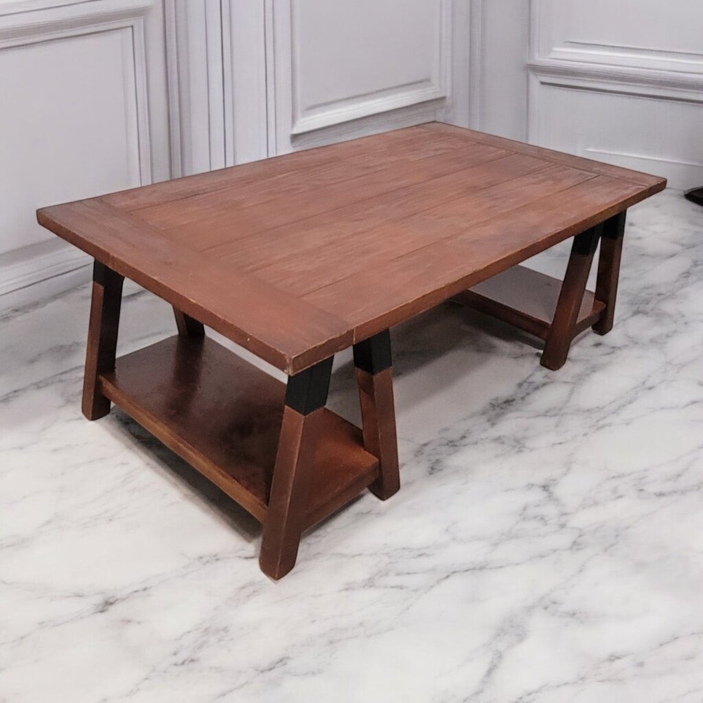 7543 Slatted Pine Coffee #Table with Shelf