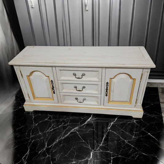 7566 White and Gold French Provincial Style Pine Sideboard